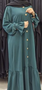 مانتوعربی جلودکمه خور چین دار