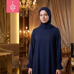 مانتوعربی جواهردوزی گل گندم کرپ